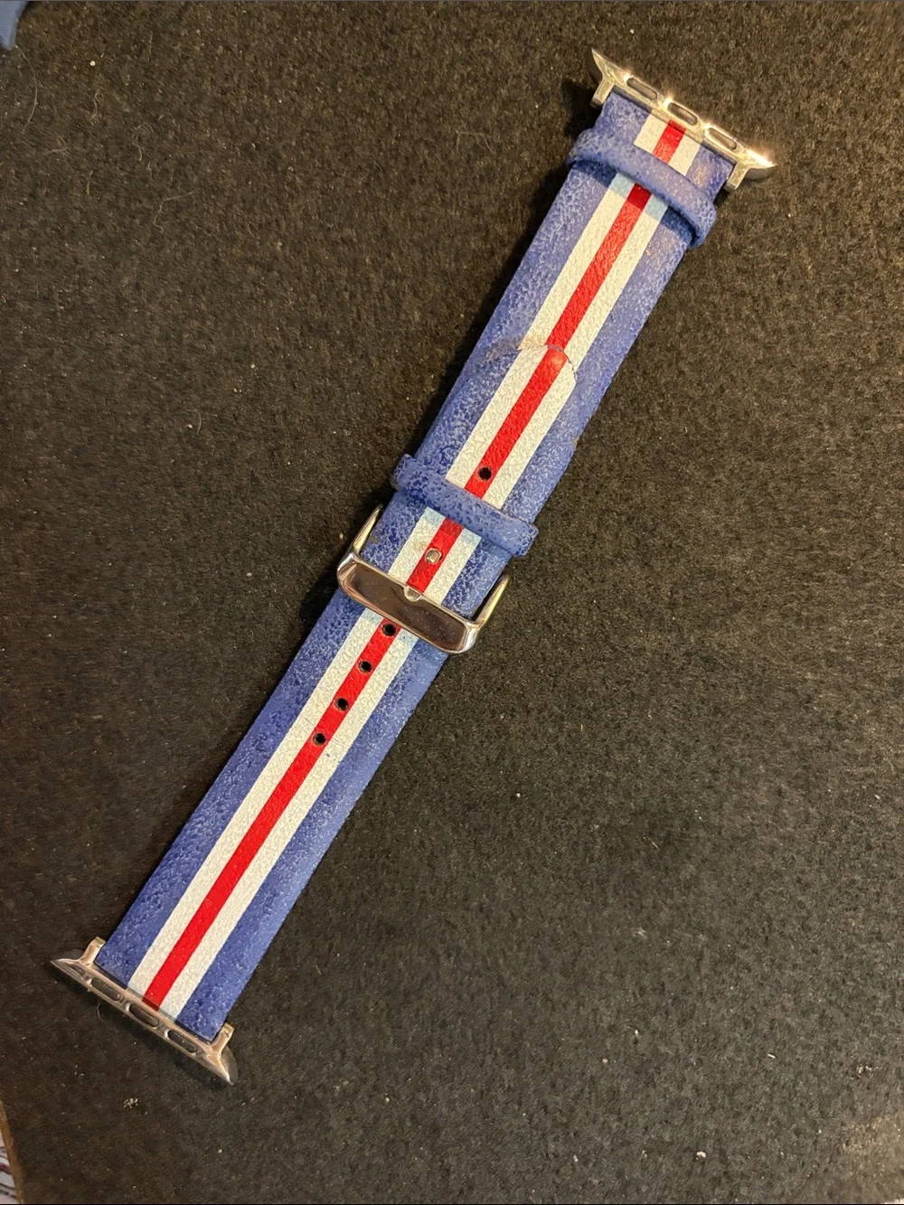 Apple Watch Blue, White & Red Nylon Watch Band